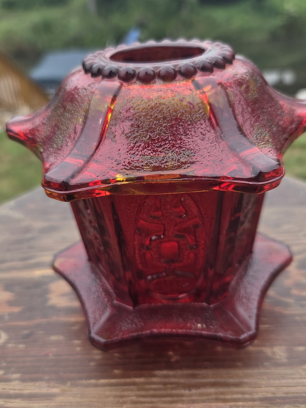 Ruby Red Pagoda Fairy Lamp Decorative Home Art